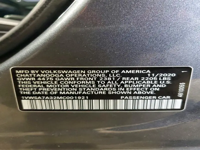 2021 VOLKSWAGEN PASSAT SE  