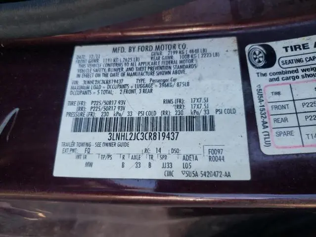 2012 LINCOLN MKZ   