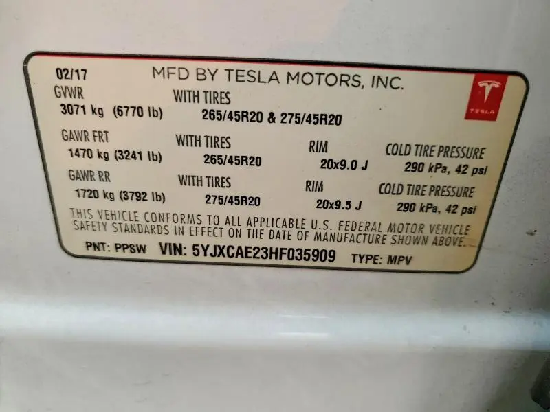 2017 TESLA MODEL X   