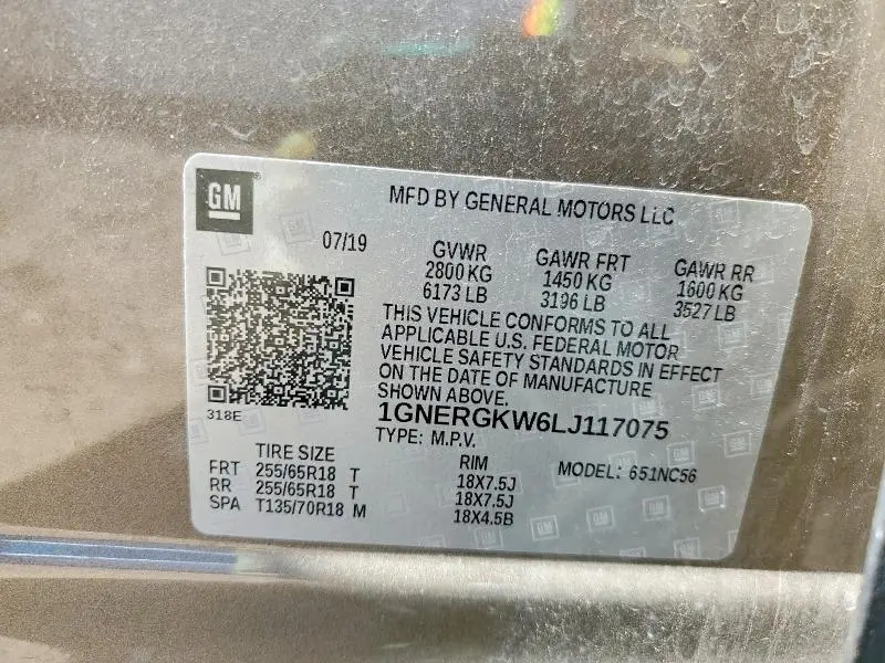 2020 CHEVROLET TRAVERSE LT  