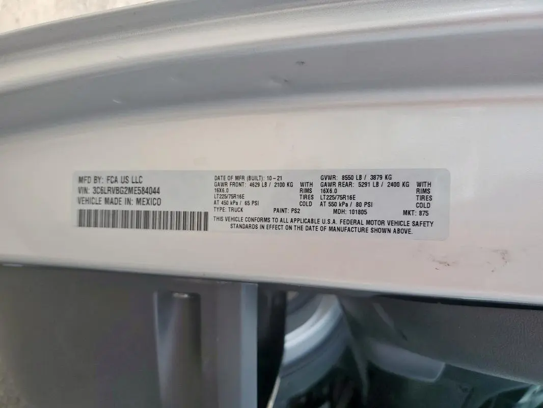 2021 RAM PROMASTER 1500 1500 HIGH  