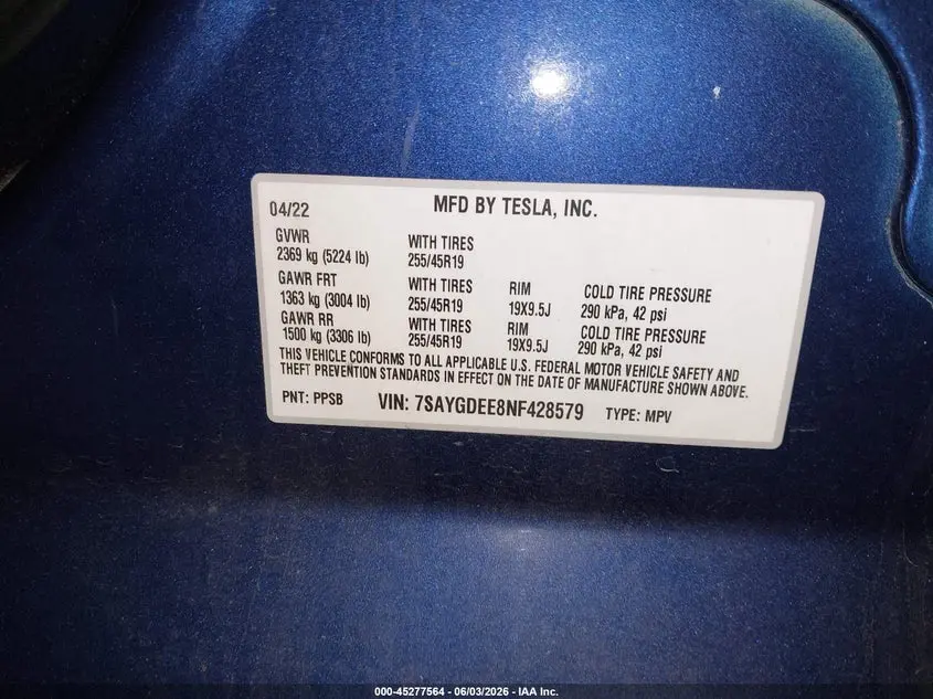 2022 TESLA MODEL Y LONG RANGE DUAL MOTOR ALL-WHEEL DRIVE