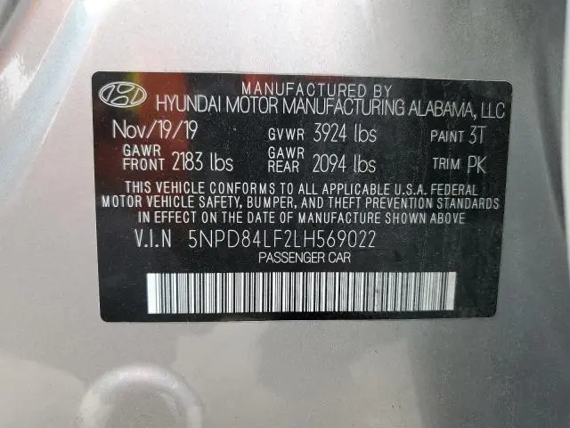 2020 HYUNDAI ELANTRA SEL  