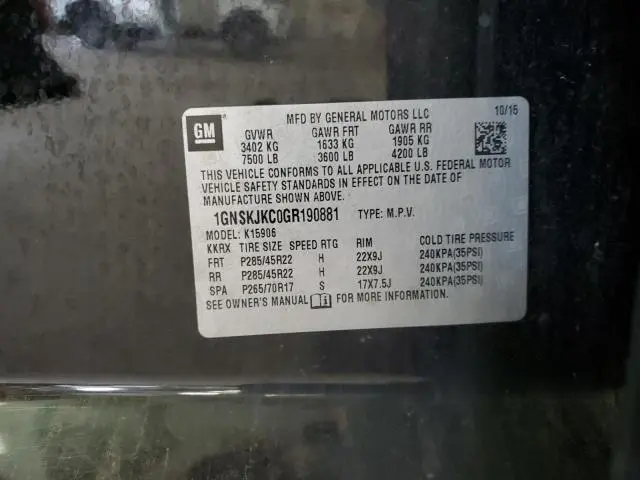 2016 CHEVROLET SUBURBAN K1500 LTZ  