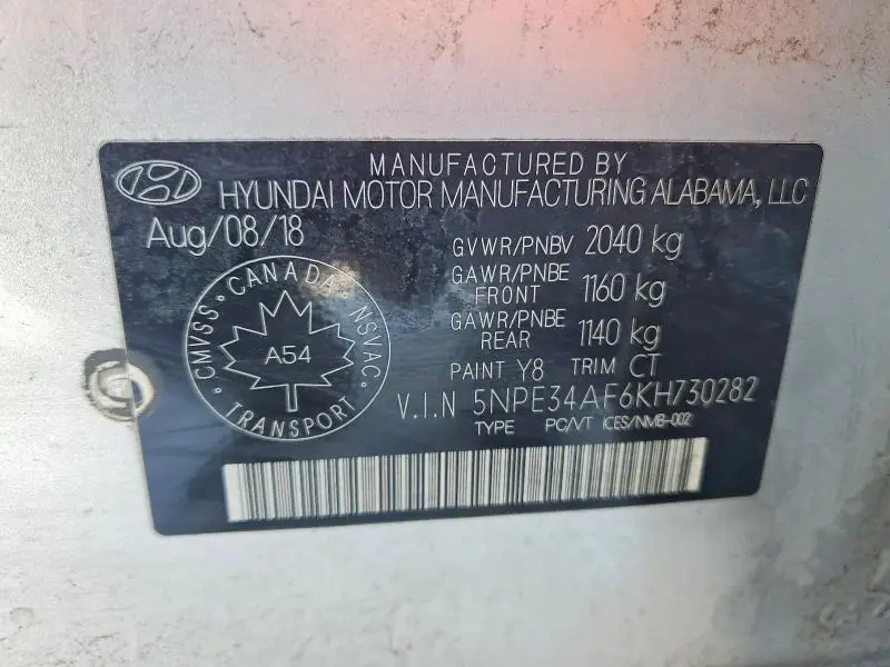 2019 HYUNDAI SONATA LIMITED  