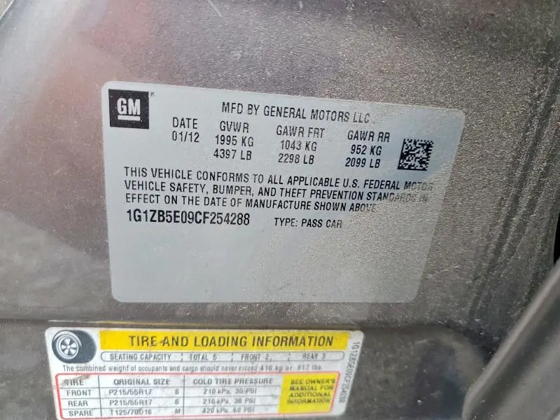 2012 CHEVROLET MALIBU LS  