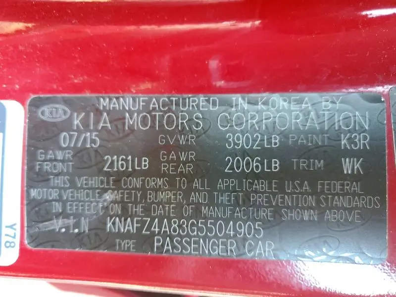 2016 KIA FORTE EX  
