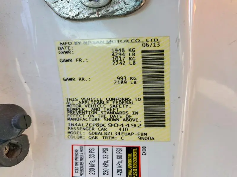 2013 NISSAN ALTIMA 2.5 S  