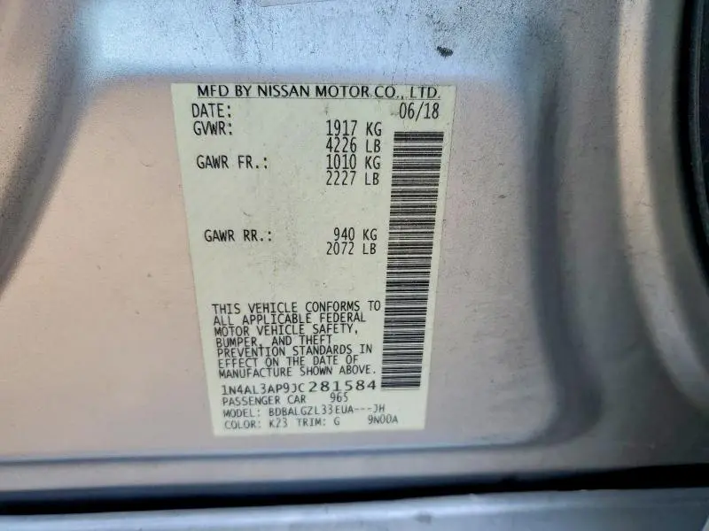 2018 NISSAN ALTIMA 2.5 S  