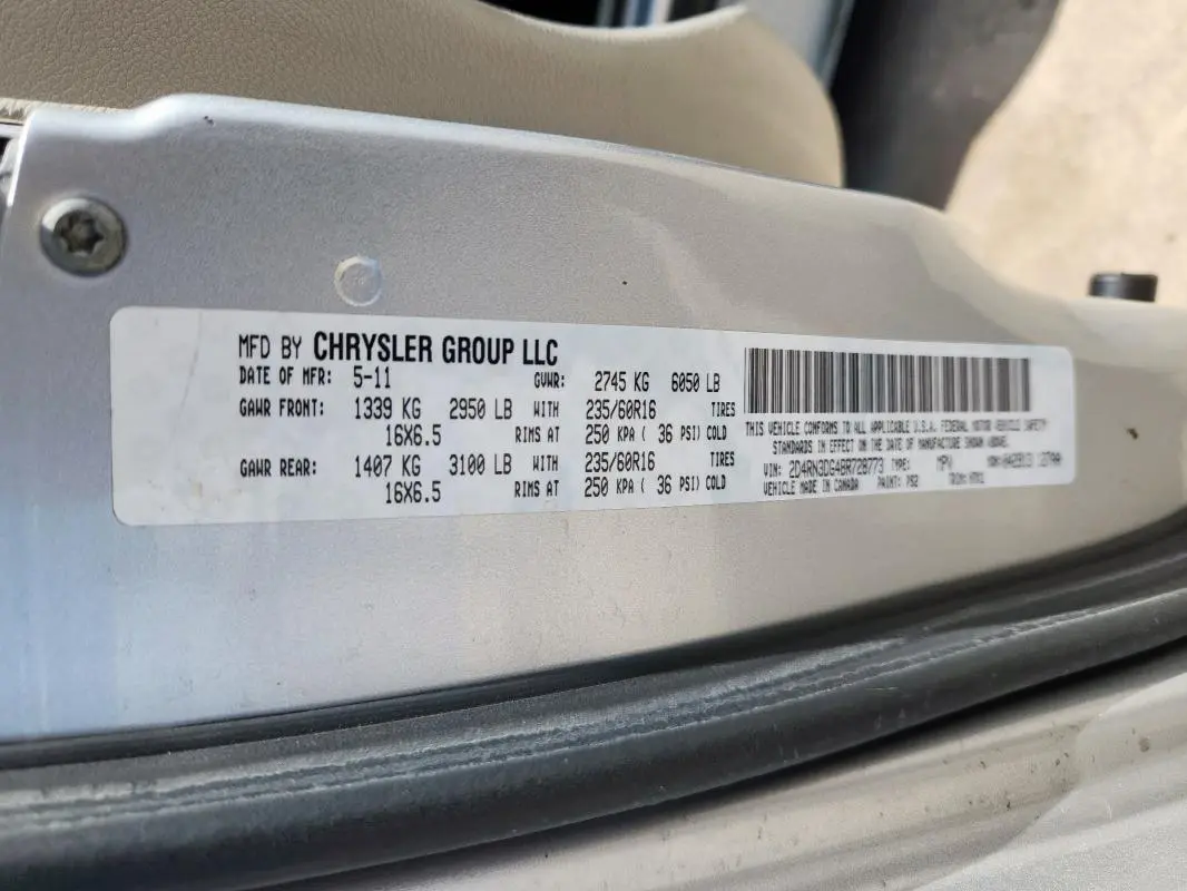 2011 DODGE GRAND CARAVAN MAINSTREET  