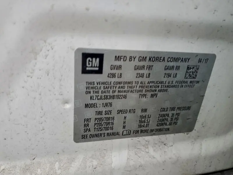 2017 CHEVROLET TRAX 1LT  