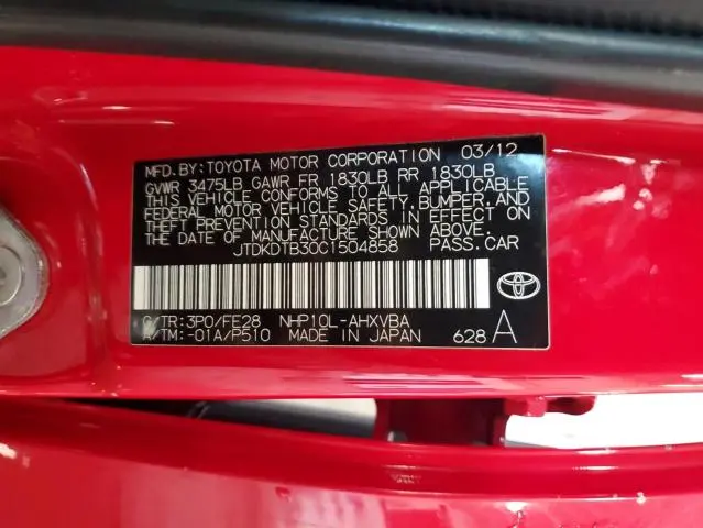 2012 TOYOTA PRIUS C   