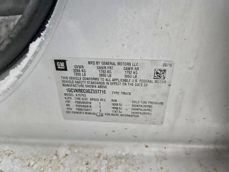 2016 CHEVROLET SILVERADO K1500 LT  