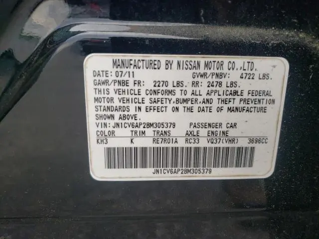 2011 INFINITI G37 BASE