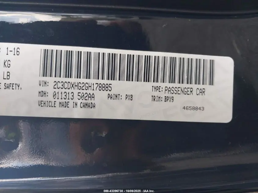 2016 DODGE CHARGER SXT