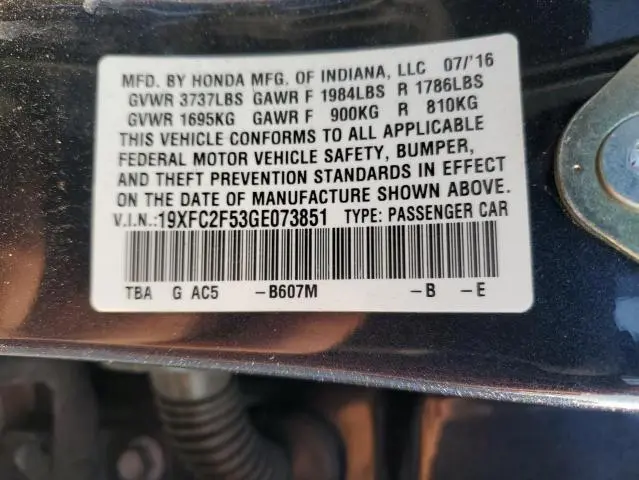 2016 HONDA CIVIC LX  