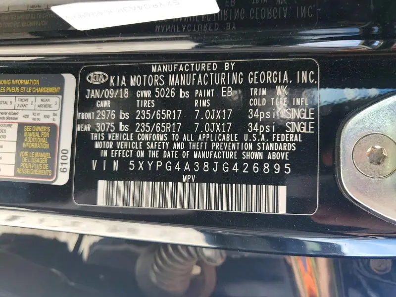 2018 KIA SORENTO L  