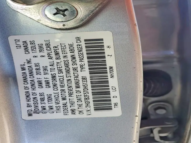 2013 HONDA CIVIC LX  