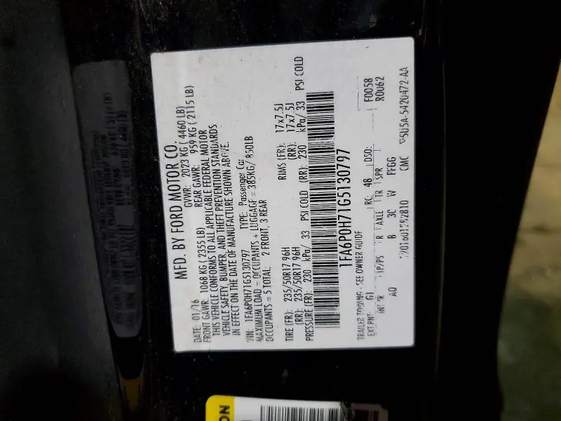 2016 FORD FUSION SE  