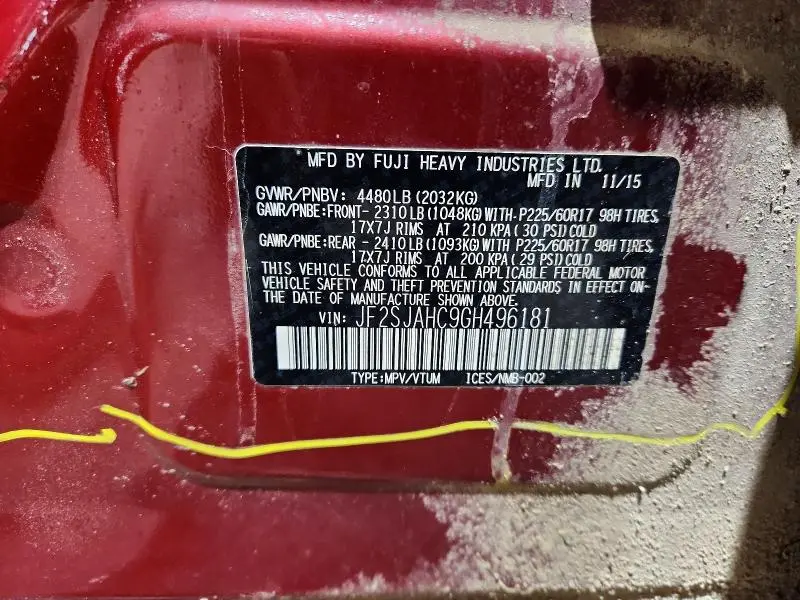 2016 SUBARU FORESTER 2.5I LIMITED  