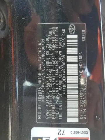 2010 TOYOTA CAMRY BASE  