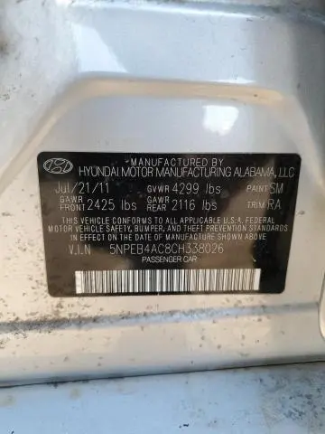 2012 HYUNDAI SONATA GLS  