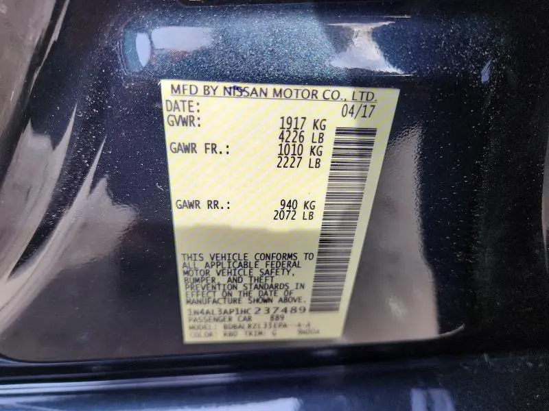 2017 NISSAN ALTIMA 2.5  