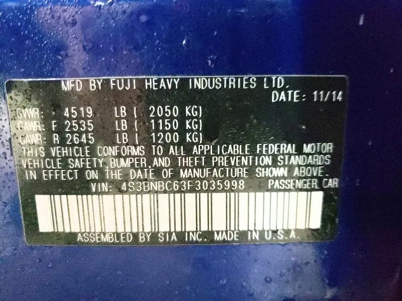 2015 SUBARU LEGACY 2.5I PREMIUM  