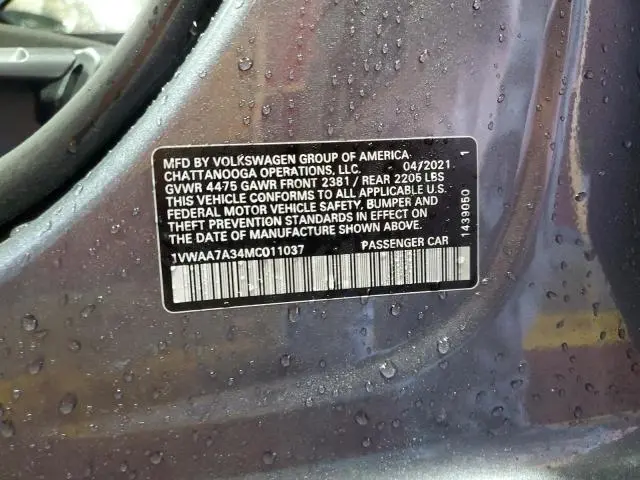 2021 VOLKSWAGEN PASSAT S  