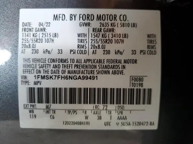 2022 FORD EXPLORER LIMITED  