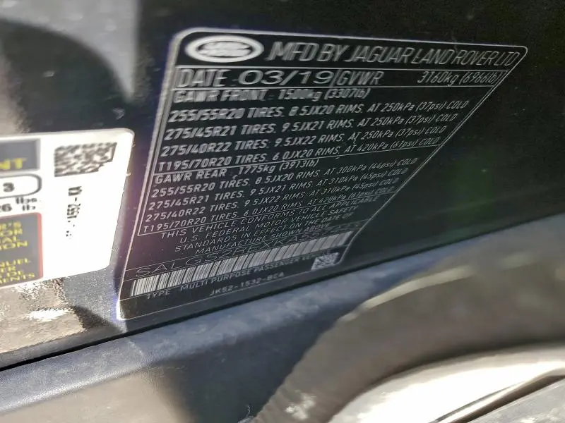 2019 LAND ROVER RANGE ROVER SUPERCHARGED  