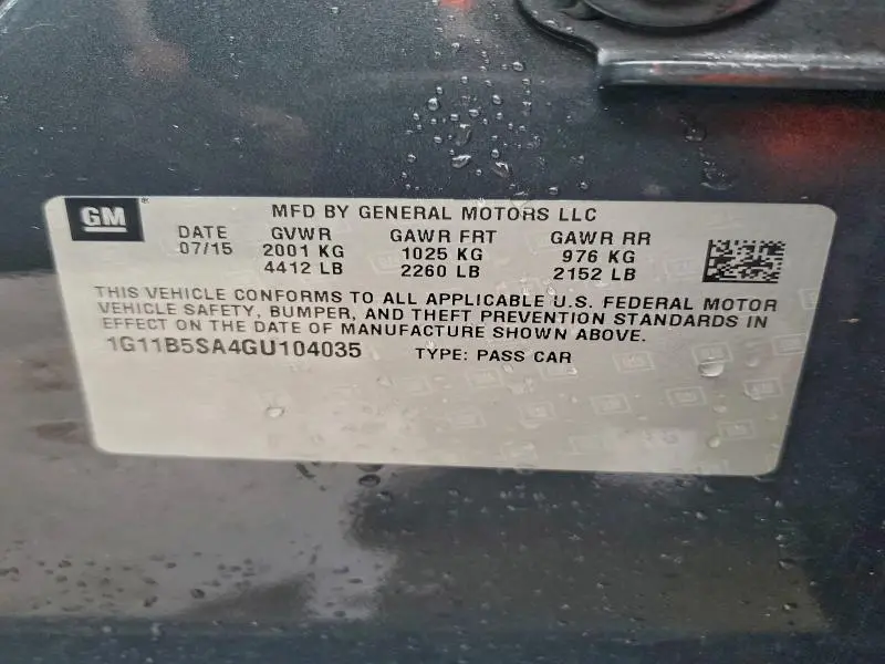 2016 CHEVROLET MALIBU LIMITED LS  