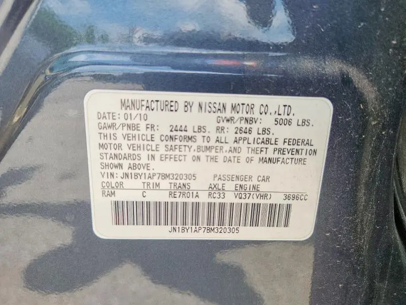 2011 INFINITI M37 BASE  