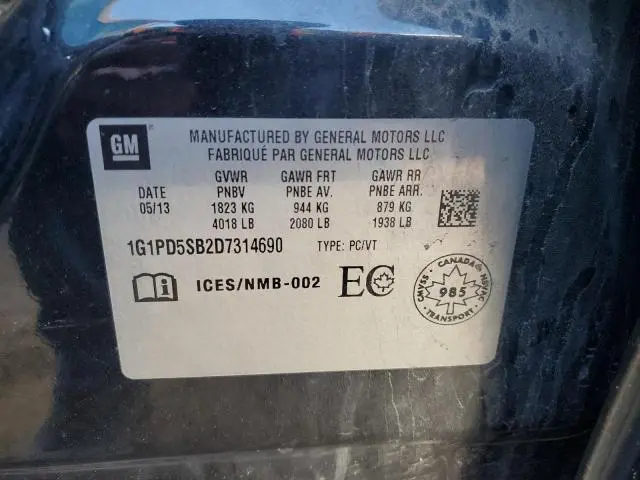 2013 CHEVROLET CRUZE LT  