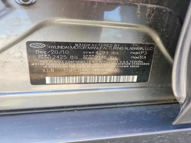 2011 HYUNDAI SONATA GLS  