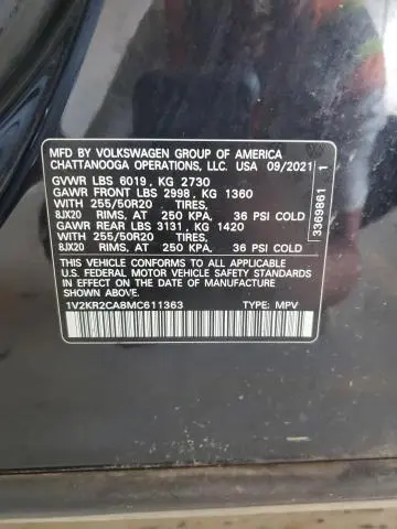 2021 VOLKSWAGEN ATLAS SE  