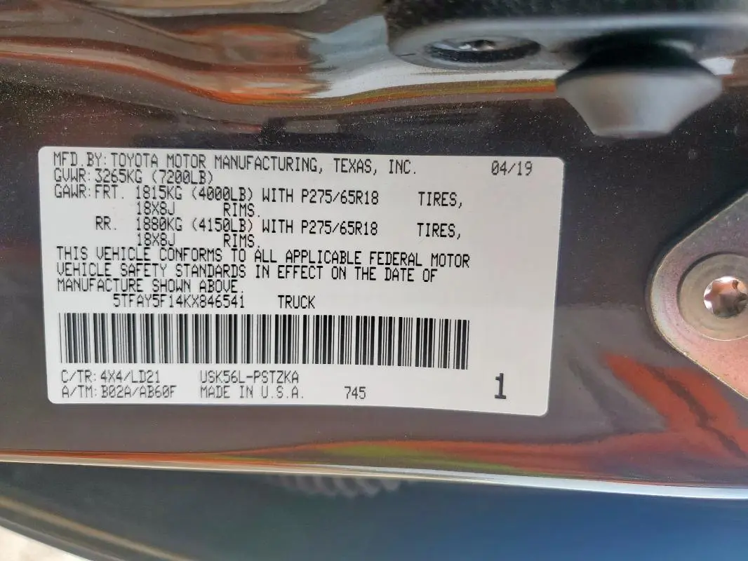 2019 TOYOTA TUNDRA CREWMAX 1794  