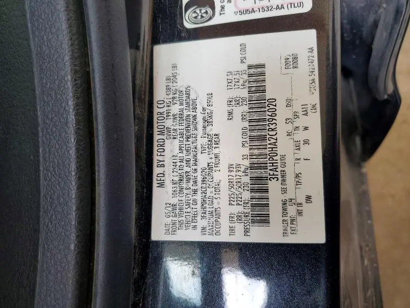 2012 FORD FUSION SE  
