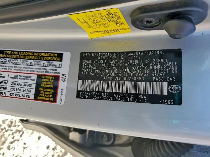 2011 TOYOTA CAMRY BASE  