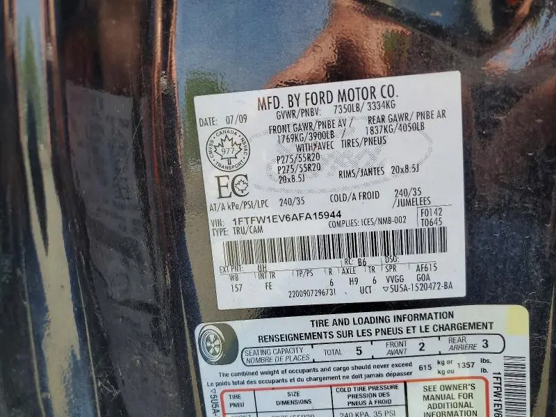 2010 FORD F150 SUPERCREW  