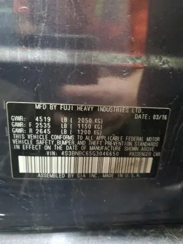 2016 SUBARU LEGACY 2.5I PREMIUM  