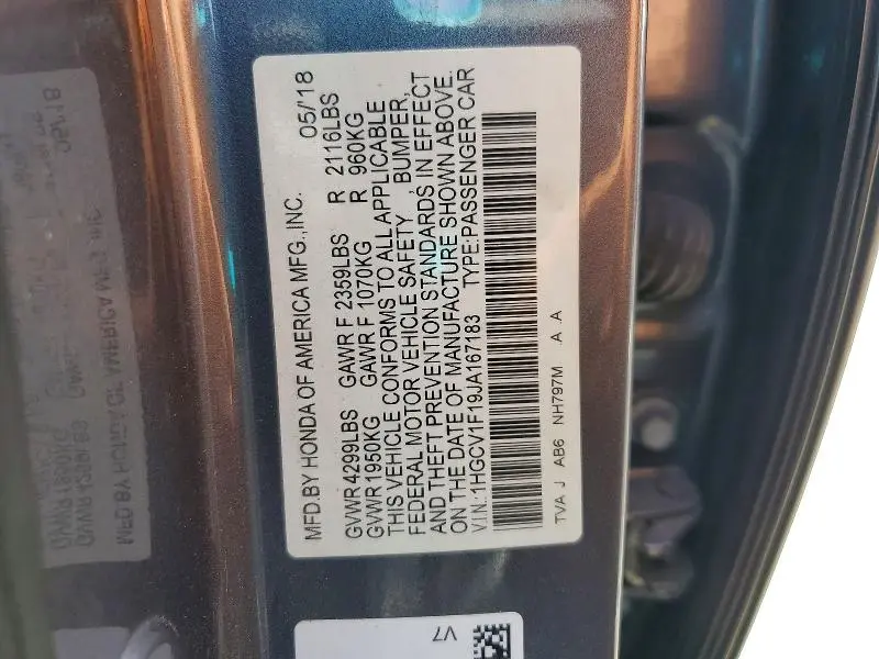 2018 HONDA ACCORD LX  