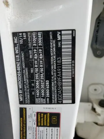 2015 MERCEDES-BENZ ML 350 4MATIC  