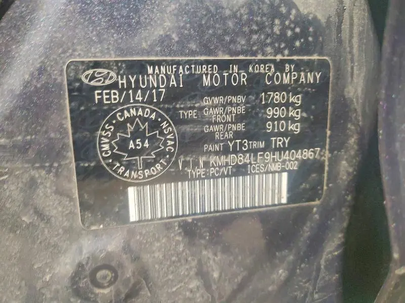 2017 HYUNDAI ELANTRA SE  