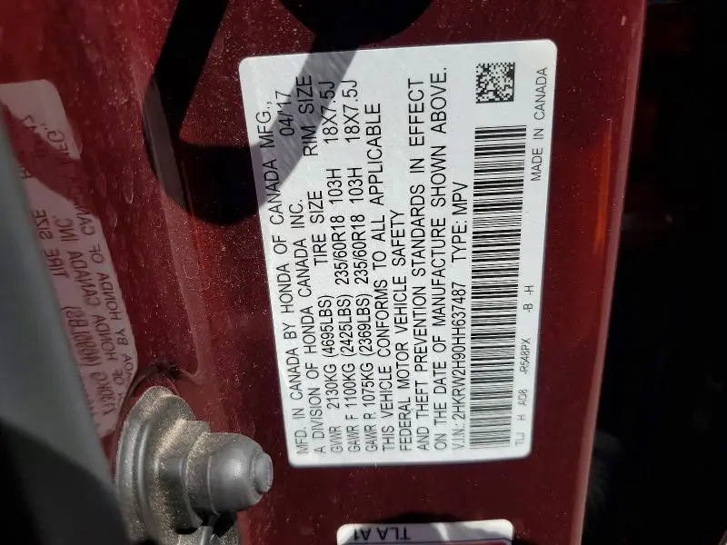2017 HONDA CR-V TOURING  