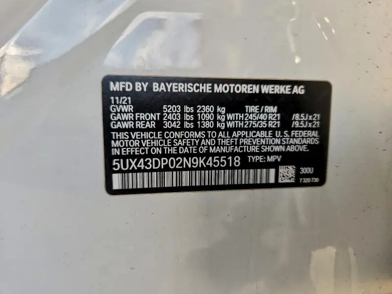 2022 BMW X3 SDRIVE30I  