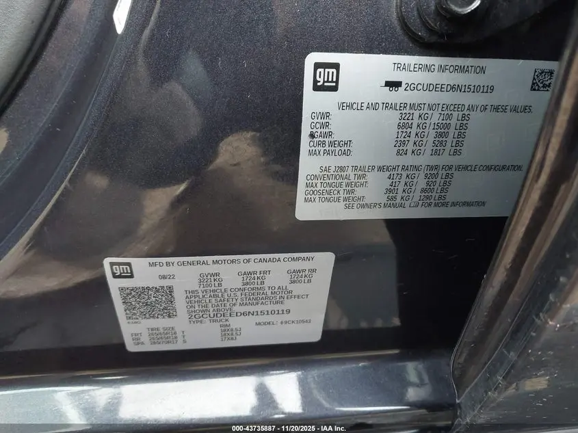 2022 CHEVROLET SILVERADO 1500 4WD  SHORT BED RST