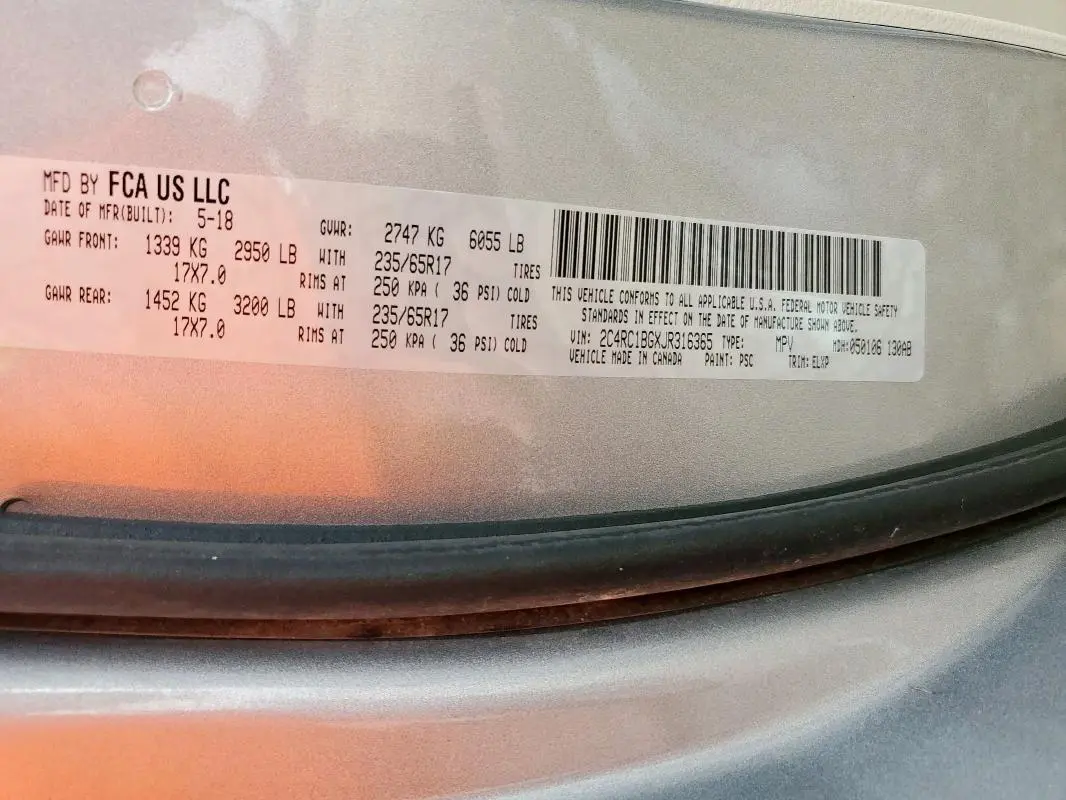 2018 CHRYSLER PACIFICA TOURING L  