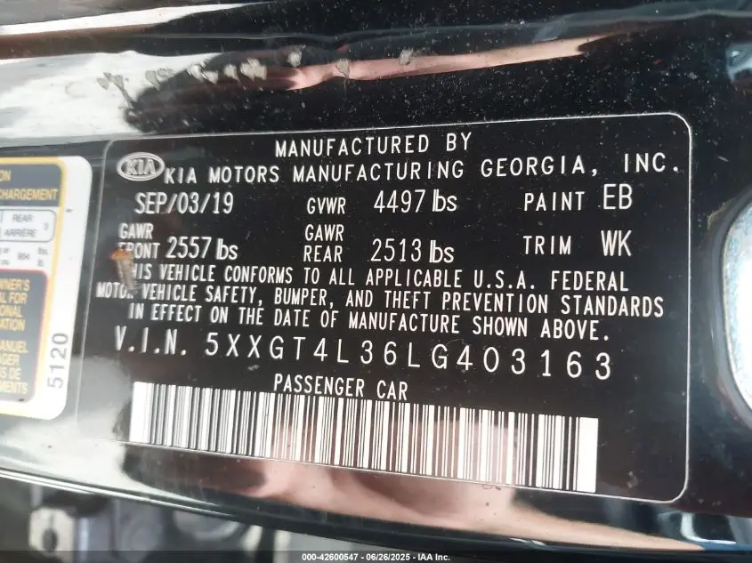 2020 KIA OPTIMA LX