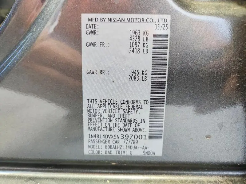 2025 NISSAN ALTIMA SV  